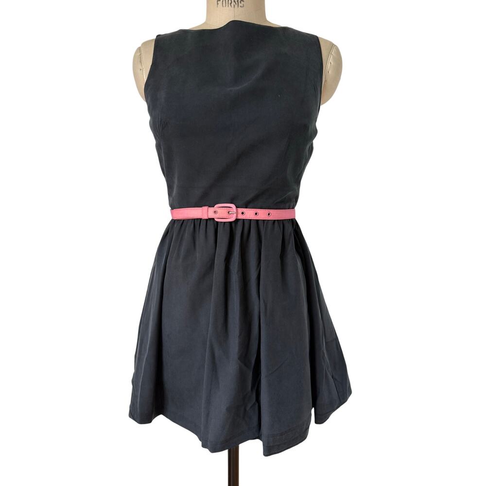 Rachel Antonoff Mini Dress Sleeveless Black Silk Size 6 Party Minimal Designer